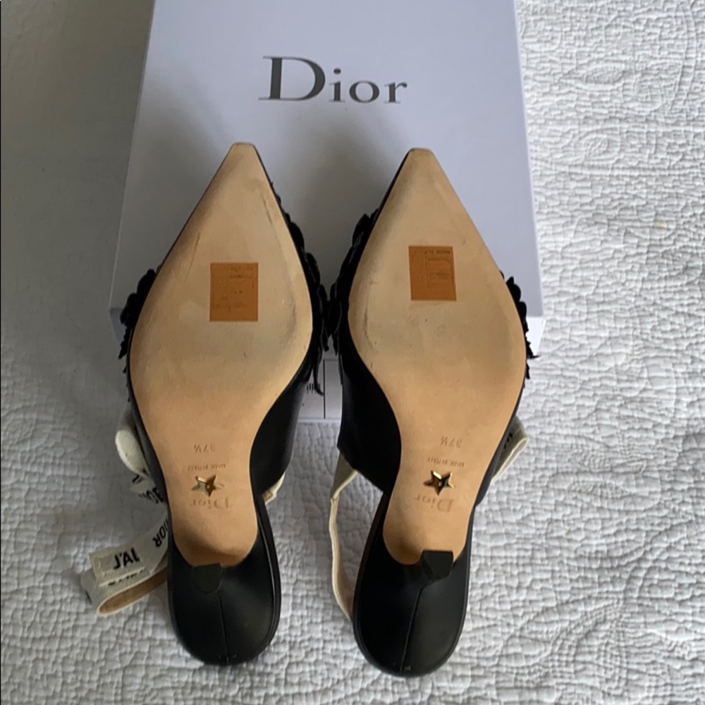 ❌SOLD❌Dior Black Lambskin Flower Slingback heel 4” - Picture 11 of 12